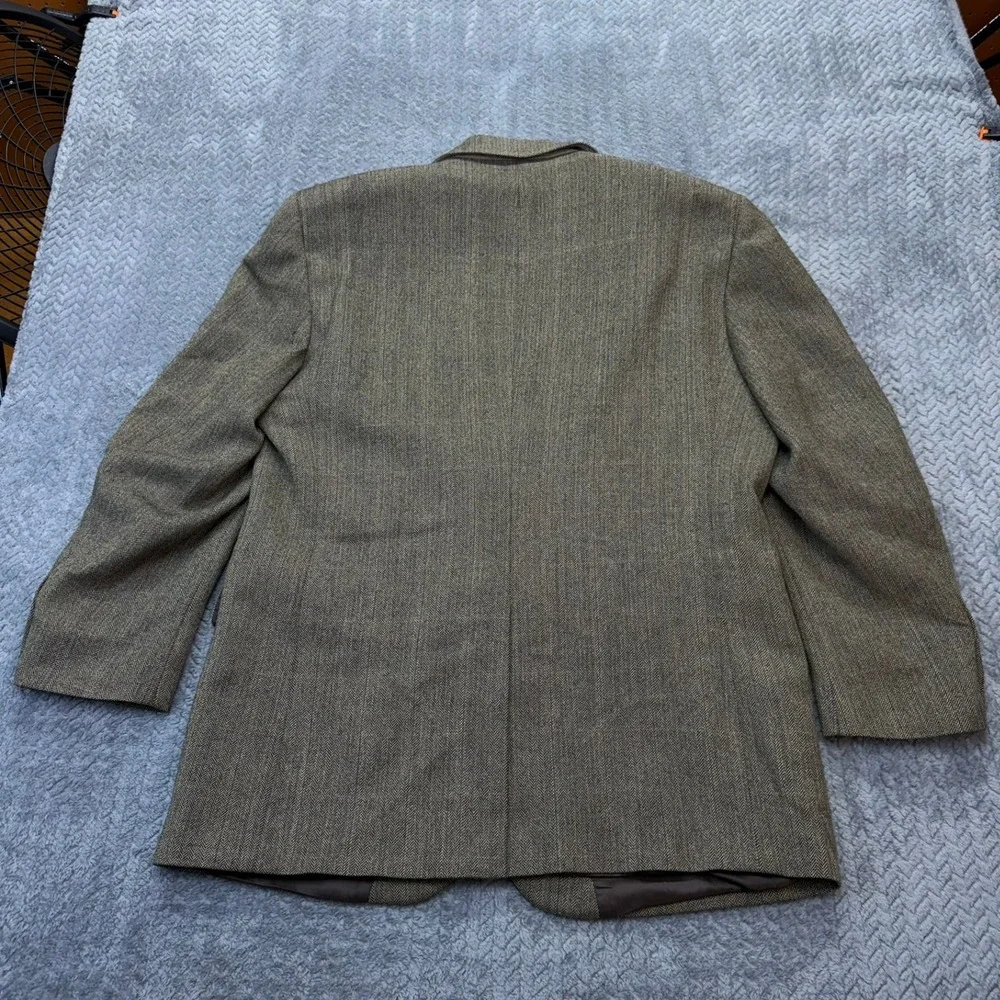 Jos A Bank Blazer Mens 46L Brown Herringbone Wool Two Button Sport Coat Long